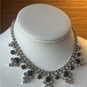 Vintage Clear and Black Rhinestone Necklace Choker